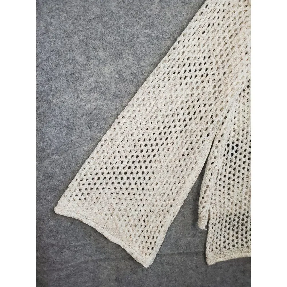 Women's POL Size Medium Cream Open Knit Boho Sweater Beach Coverup - Picture 4 of 7